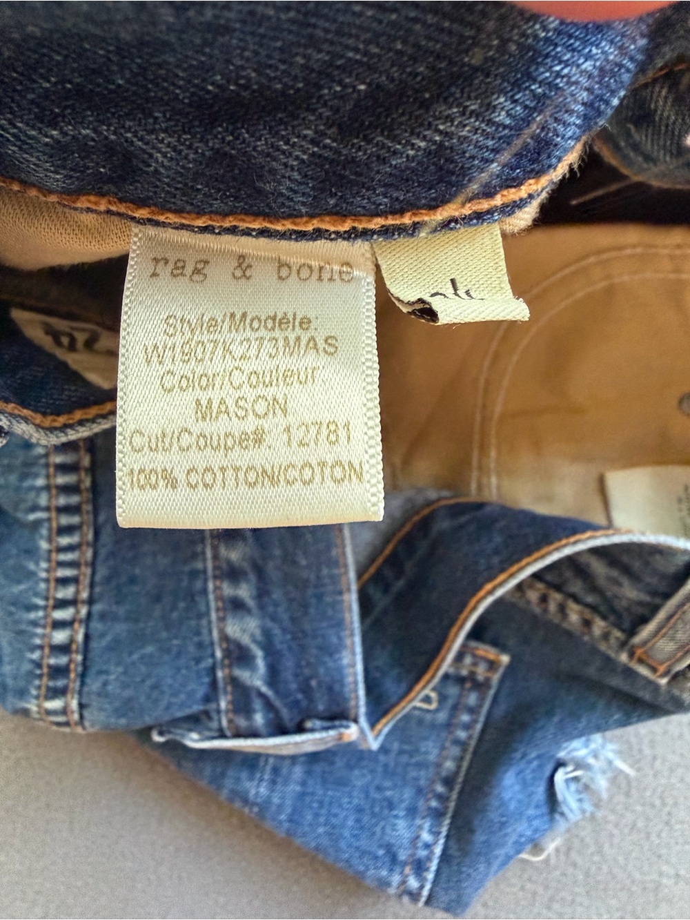 rag & bone Dark Indigo Frayed Hem Denim Shorts - Picture 3 of 5
